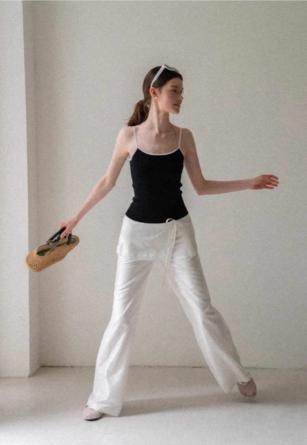 Drawstring Waist Wide Leg Casual Pants