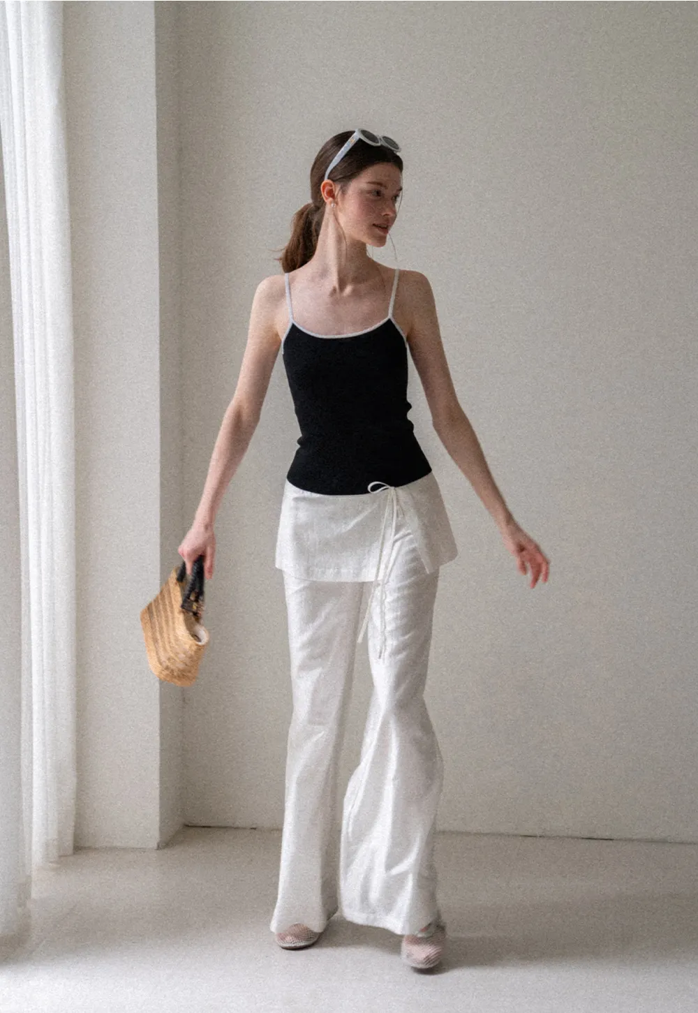Drawstring Waist Wide Leg Casual Pants