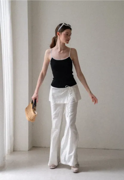 Drawstring Waist Wide Leg Casual Pants