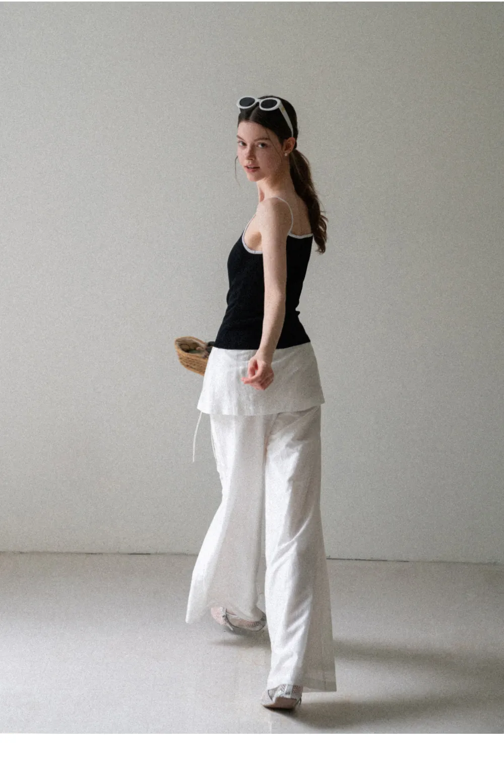 Drawstring Waist Wide Leg Casual Pants