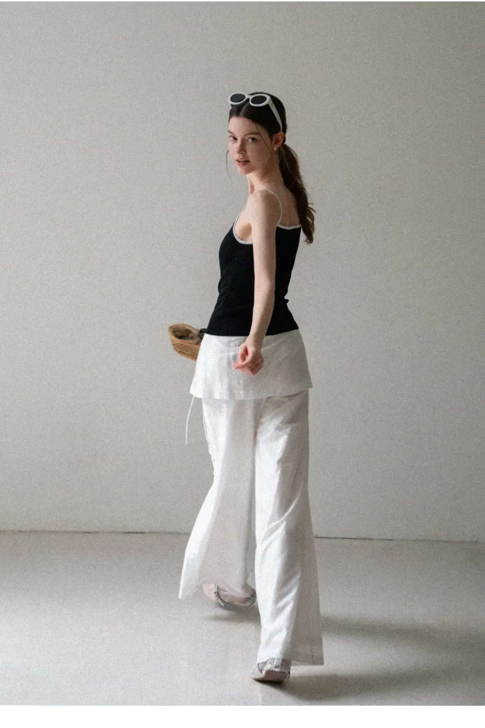 Drawstring Waist Wide Leg Casual Pants