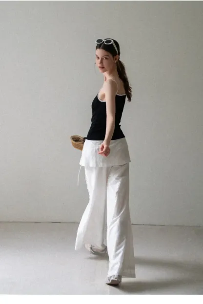 Drawstring Waist Wide Leg Casual Pants