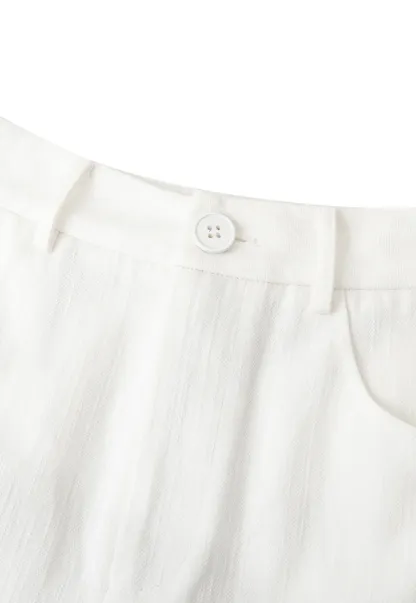 High Waist Pleated Shorts Casual Pants