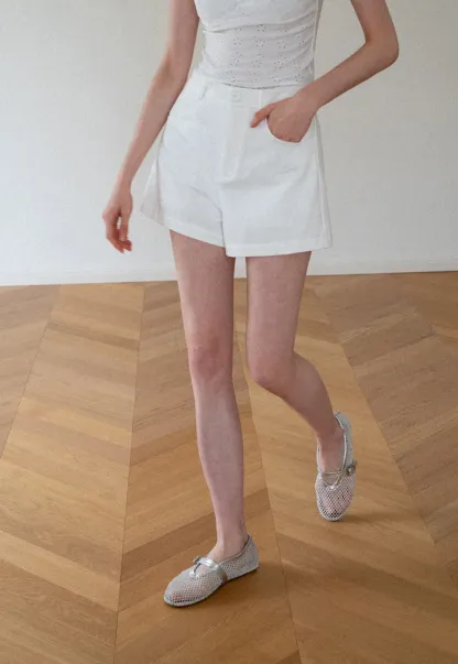High Waist Pleated Shorts Casual Pants
