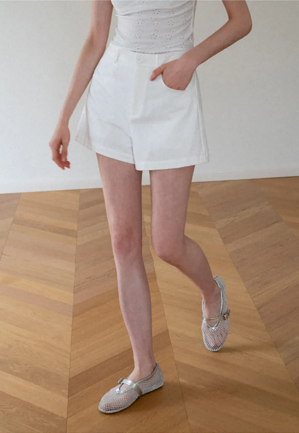 High Waist Pleated Shorts Casual Pants