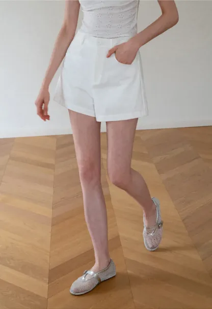 High Waist Pleated Shorts Casual Pants