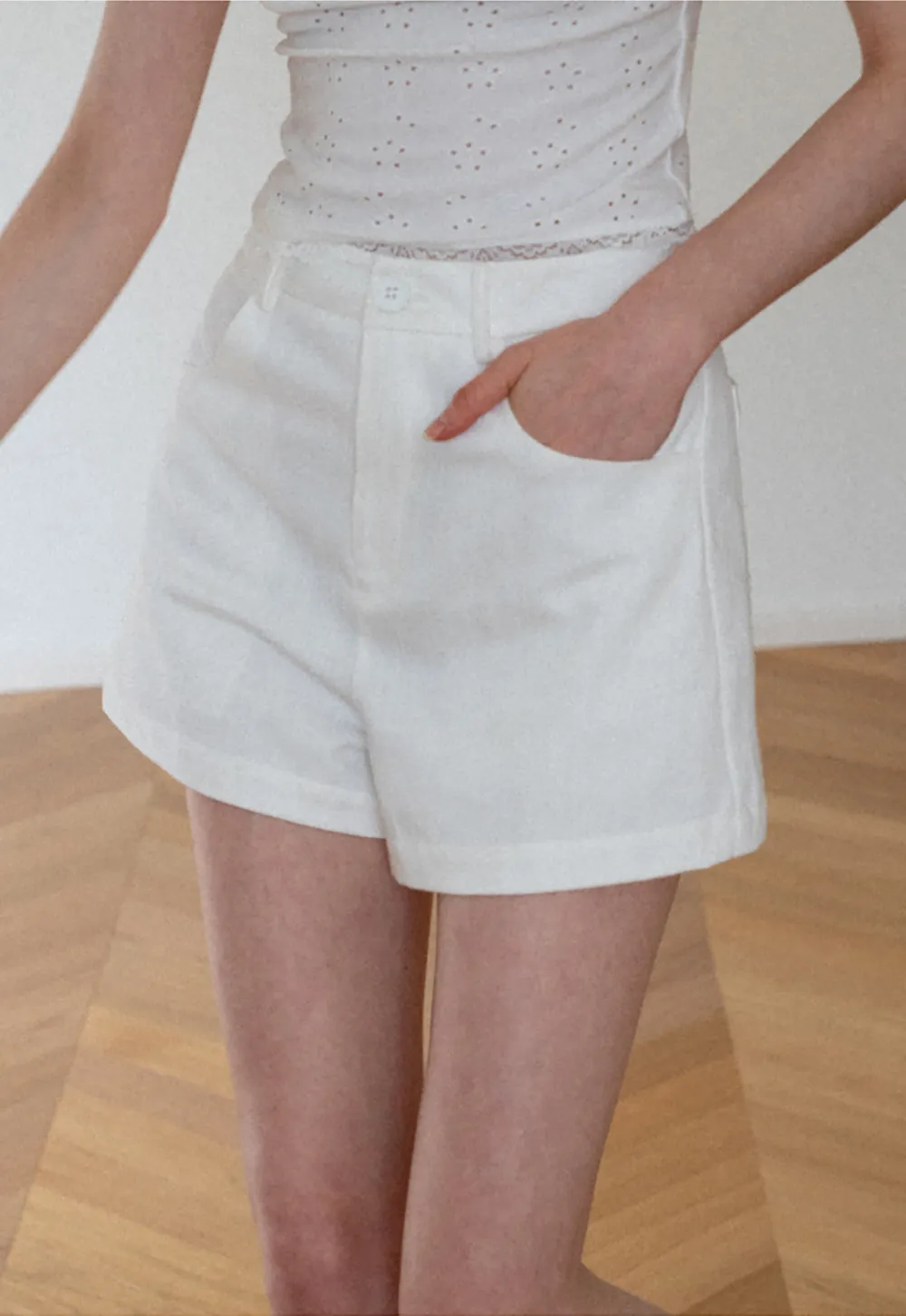 High Waist Pleated Shorts Casual Pants
