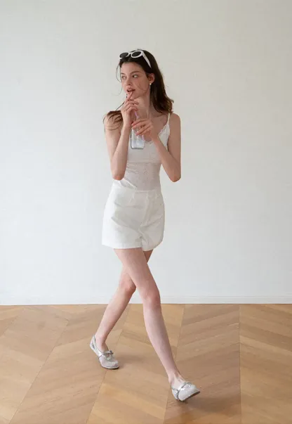 High Waist Pleated Shorts Casual Pants