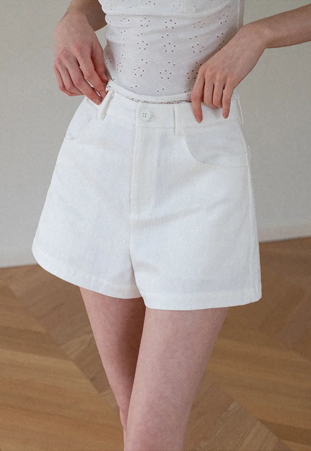 High Waist Pleated Shorts Casual Pants
