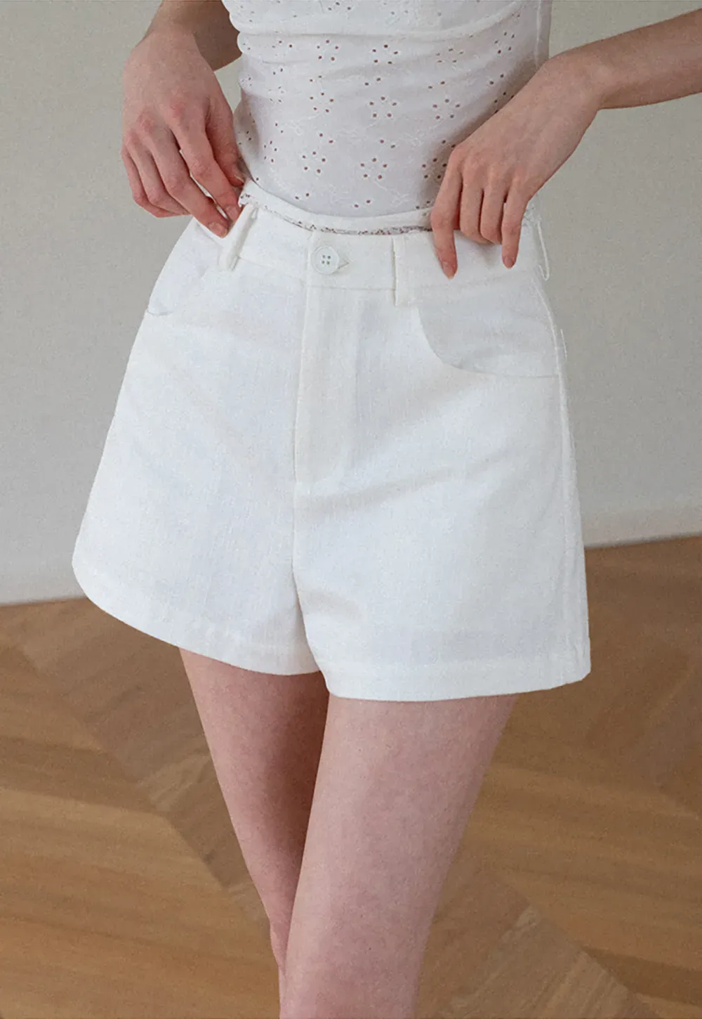 High Waist Pleated Shorts Casual Pants