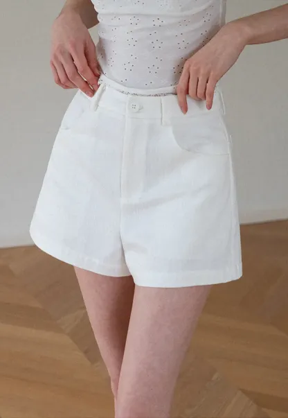 High Waist Pleated Shorts Casual Pants