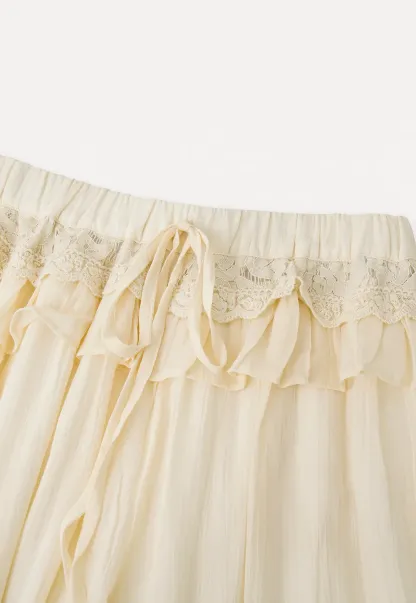 Loose Fit Drawstring Pants with Ruffled Cuffs