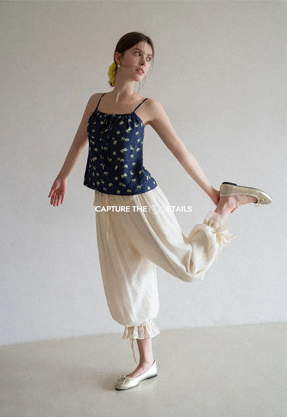 Loose Fit Drawstring Pants with Ruffled Cuffs