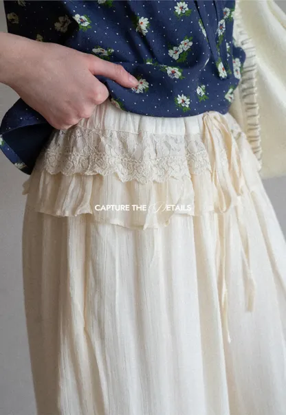 Loose Fit Drawstring Pants with Ruffled Cuffs