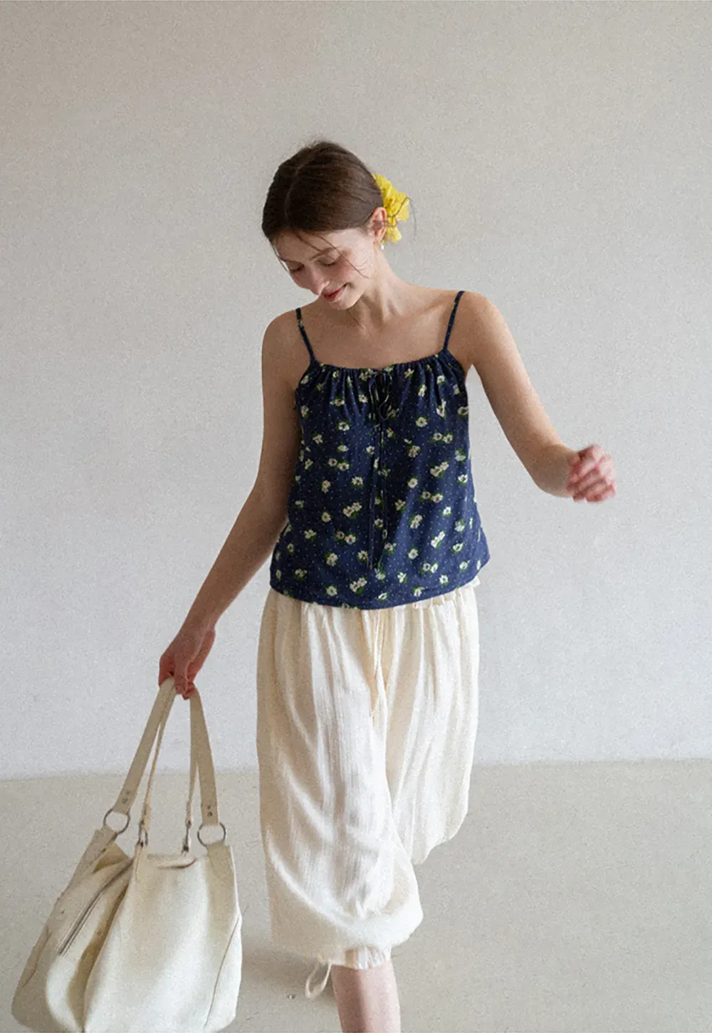 Loose Fit Drawstring Pants with Ruffled Cuffs