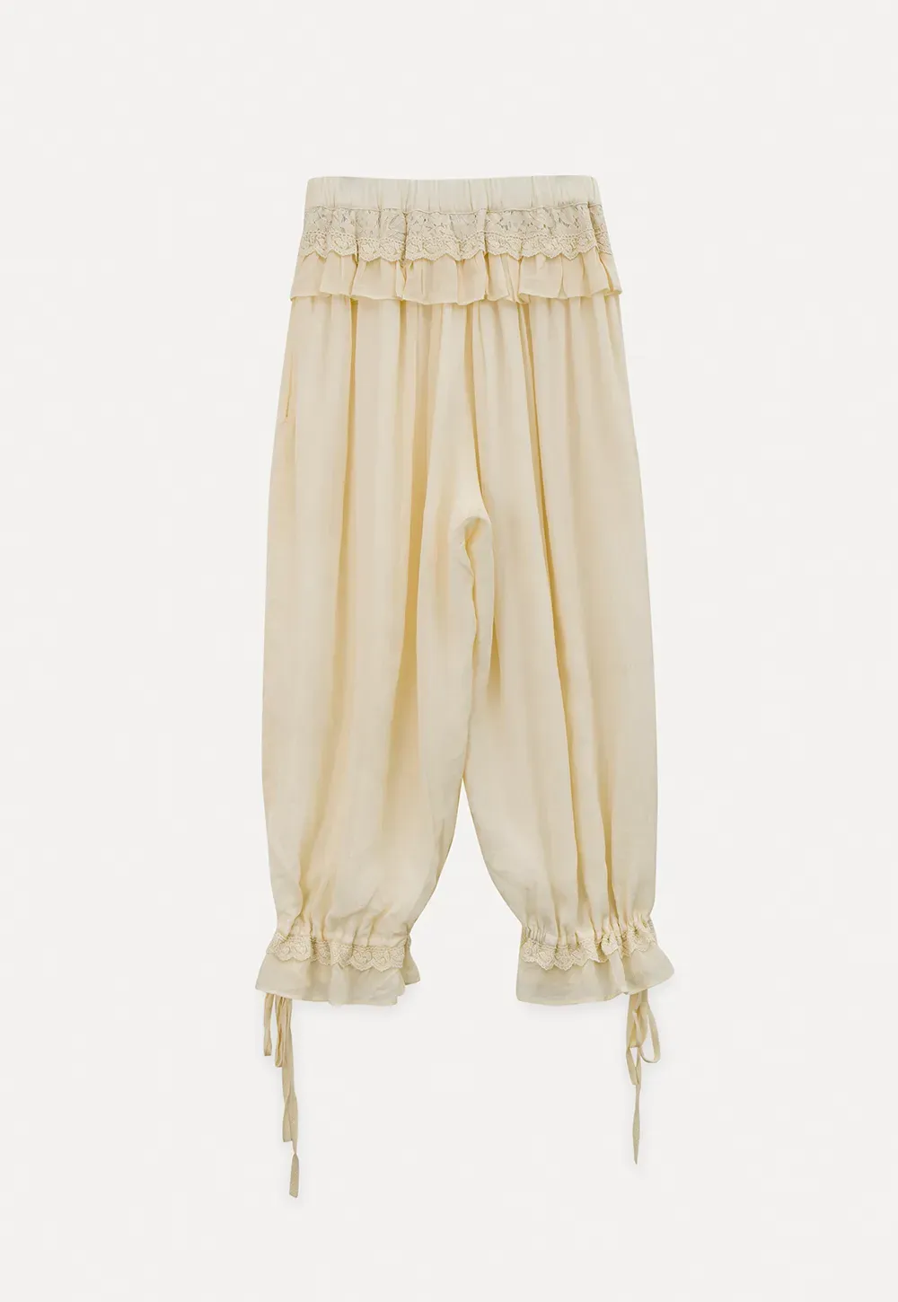 Loose Fit Drawstring Pants with Ruffled Cuffs