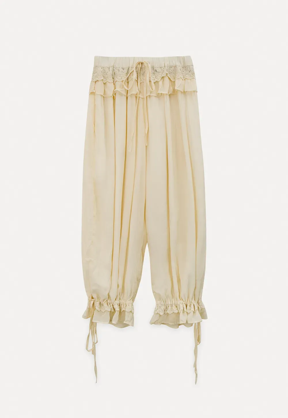 Loose Fit Drawstring Pants with Ruffled Cuffs