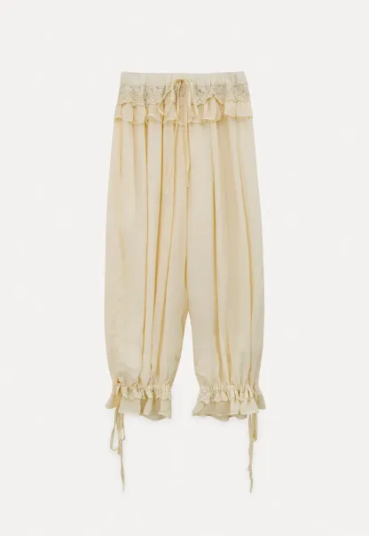 Loose Fit Drawstring Pants with Ruffled Cuffs