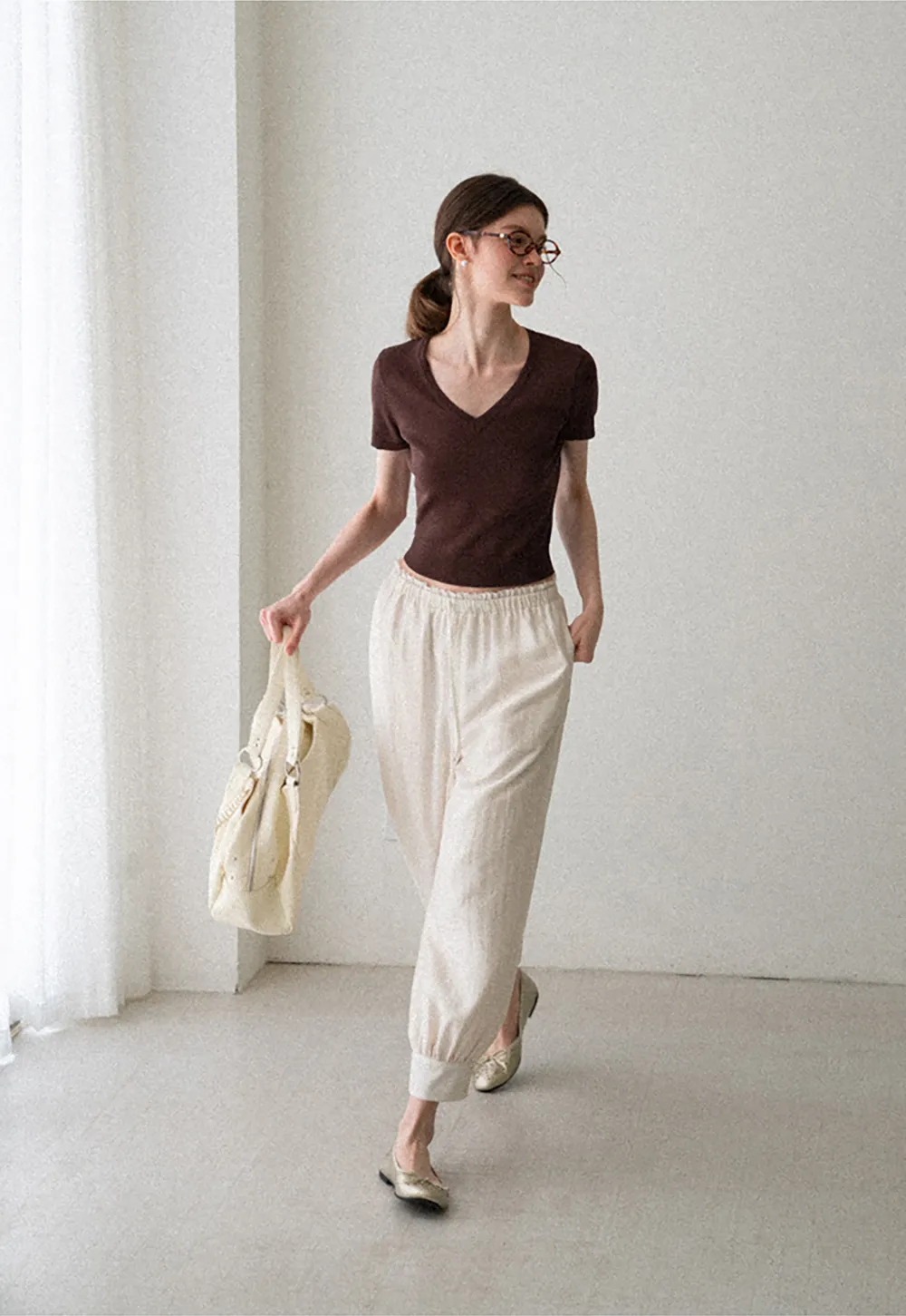 Drawstring Waist Relaxed Fit Casual Pants