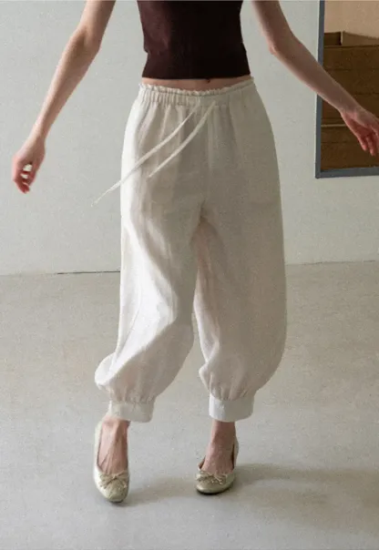 Drawstring Waist Relaxed Fit Casual Pants