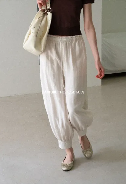 Drawstring Waist Relaxed Fit Casual Pants