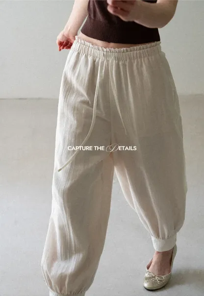 Drawstring Waist Relaxed Fit Casual Pants