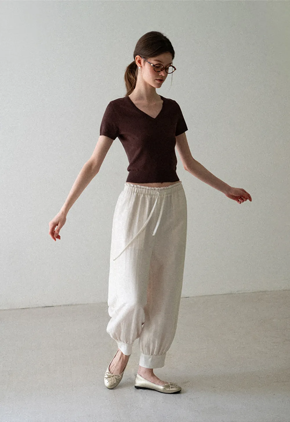 Drawstring Waist Relaxed Fit Casual Pants