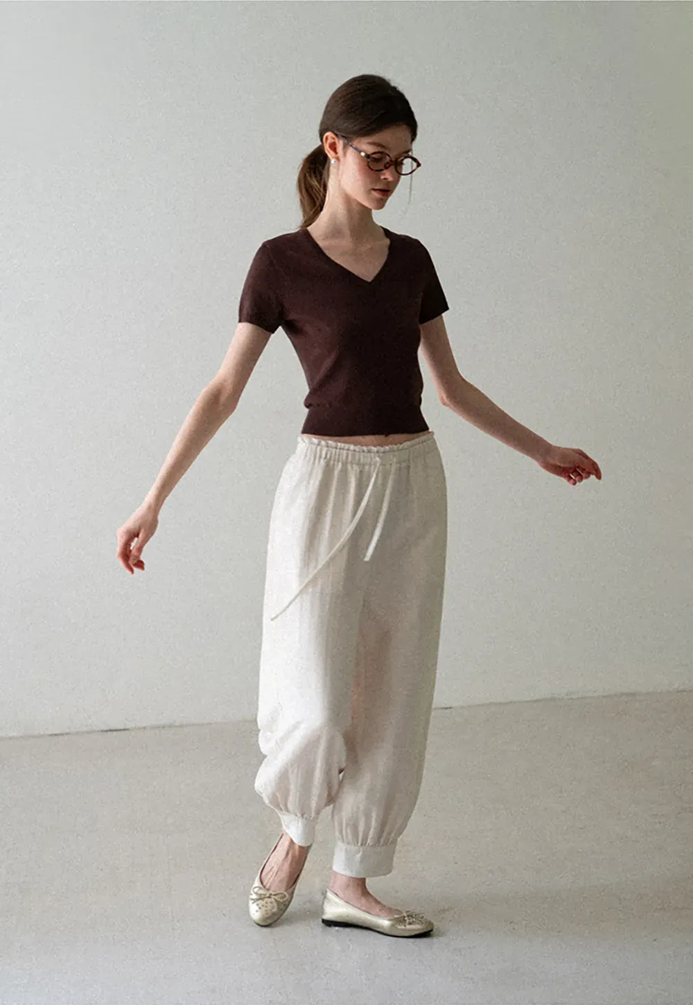 Drawstring Waist Relaxed Fit Casual Pants