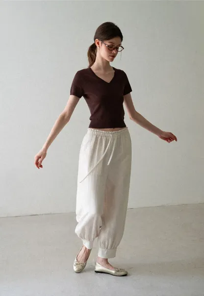 Drawstring Waist Relaxed Fit Casual Pants