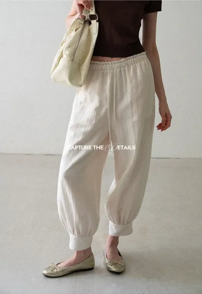 Drawstring Waist Relaxed Fit Casual Pants