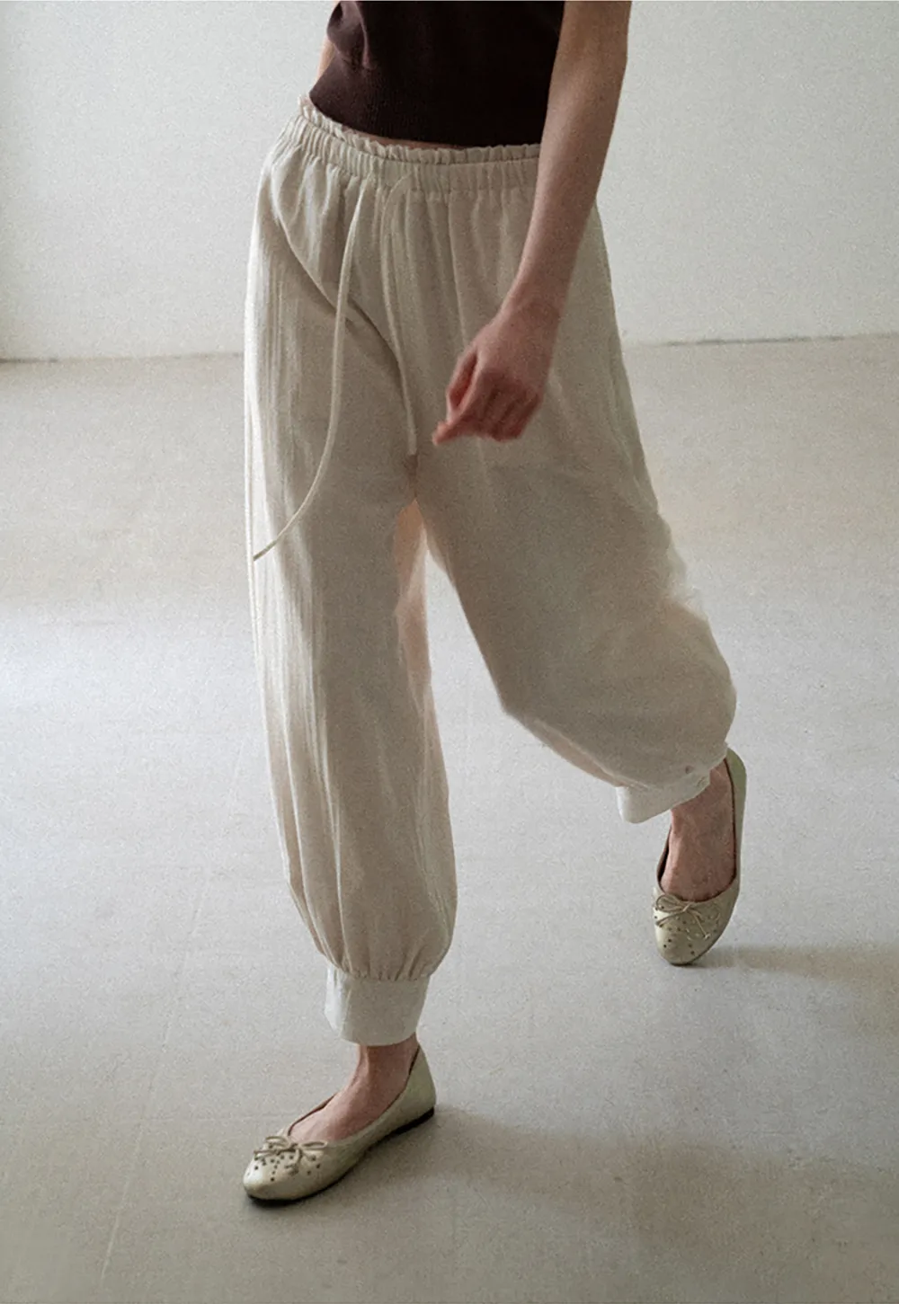 Drawstring Waist Relaxed Fit Casual Pants