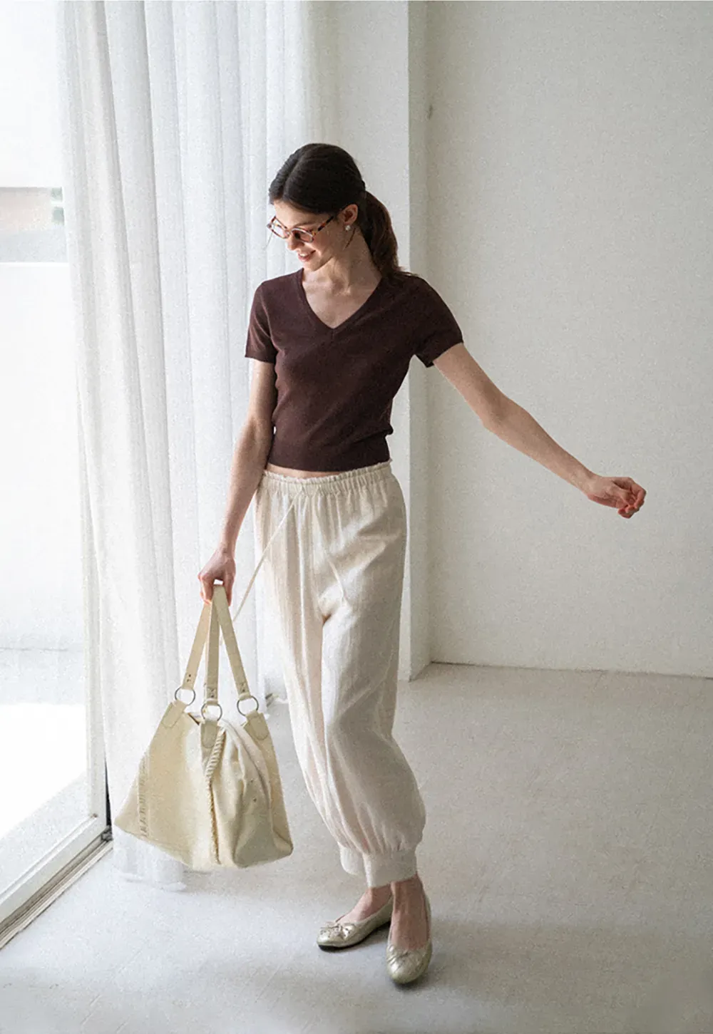 Drawstring Waist Relaxed Fit Casual Pants