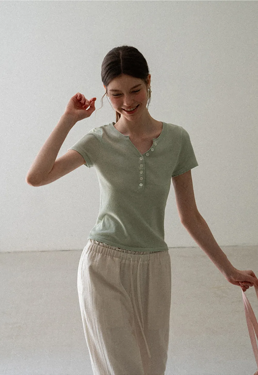 Drawstring Waist Relaxed Fit Casual Pants