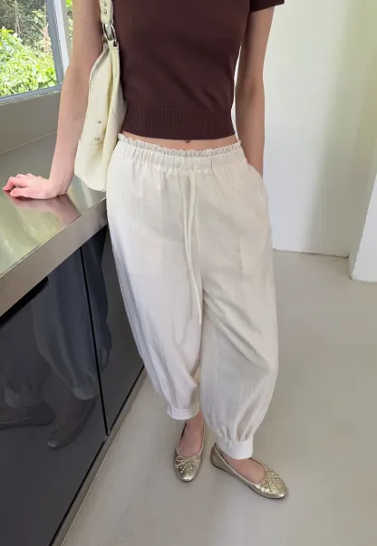Drawstring Waist Relaxed Fit Casual Pants