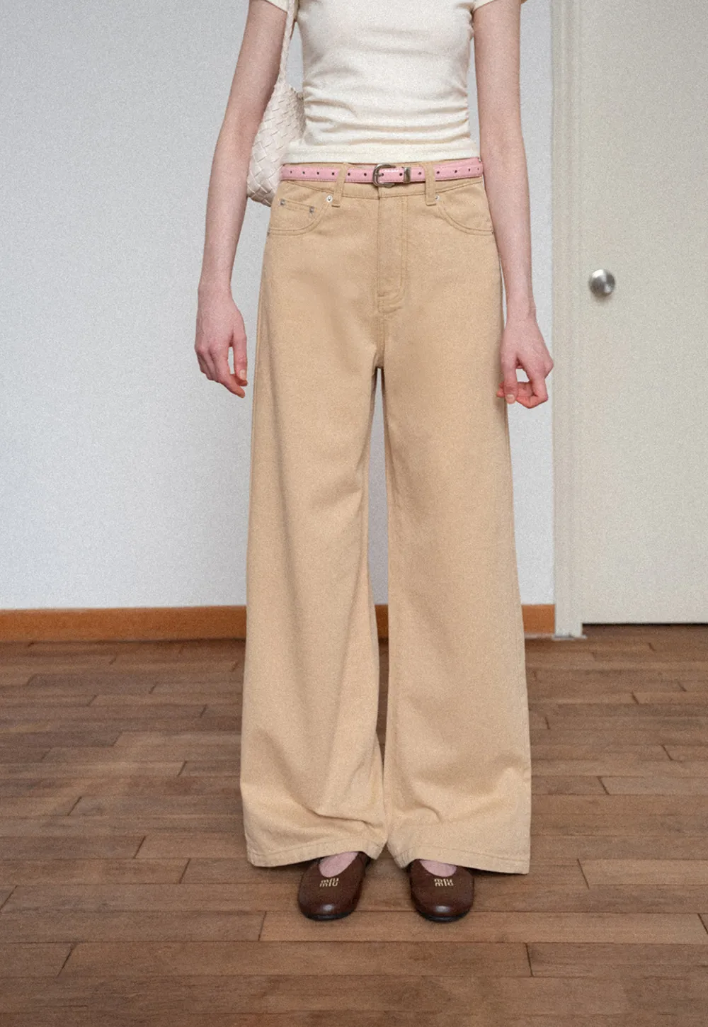 High Waist Wide Leg Straight Fit Casual Pants