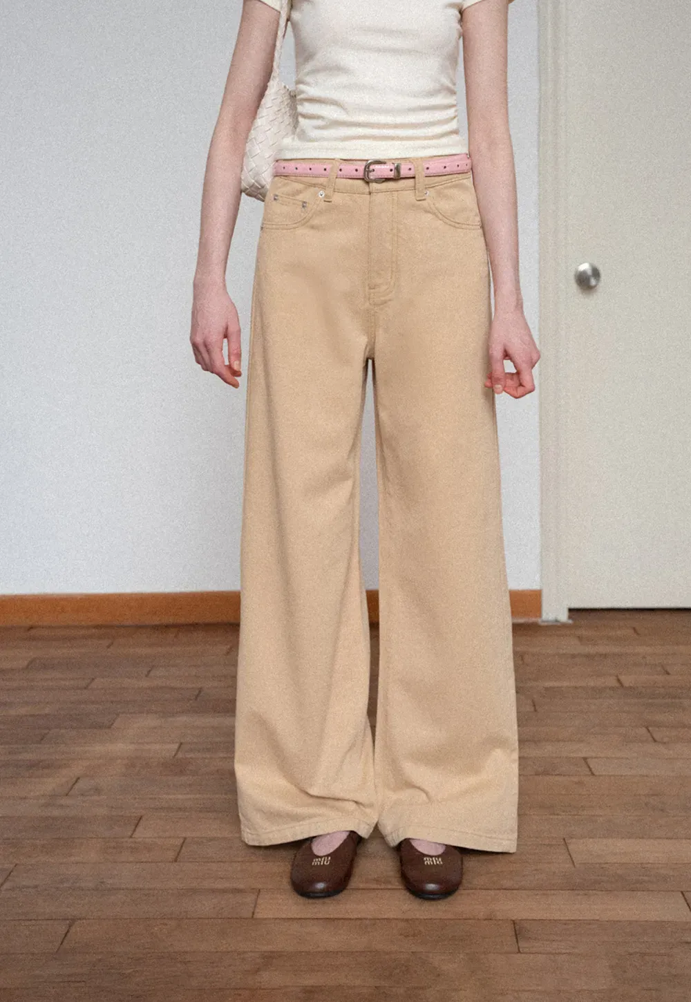 High Waist Wide Leg Straight Fit Casual Pants