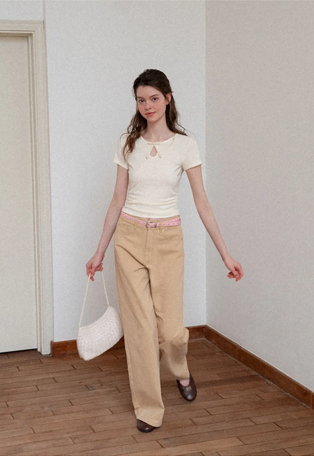 High Waist Wide Leg Straight Fit Casual Pants