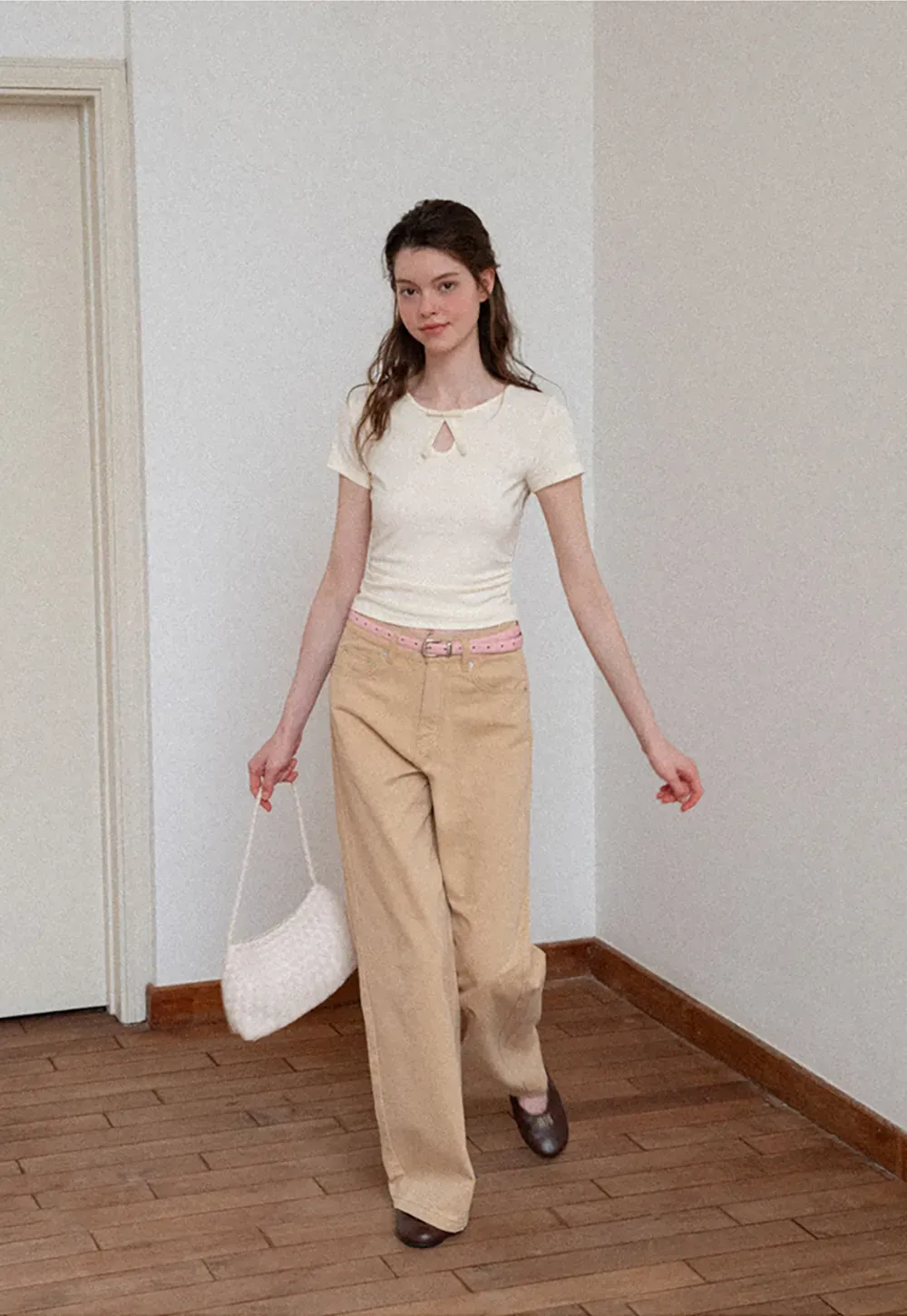 High Waist Wide Leg Straight Fit Casual Pants