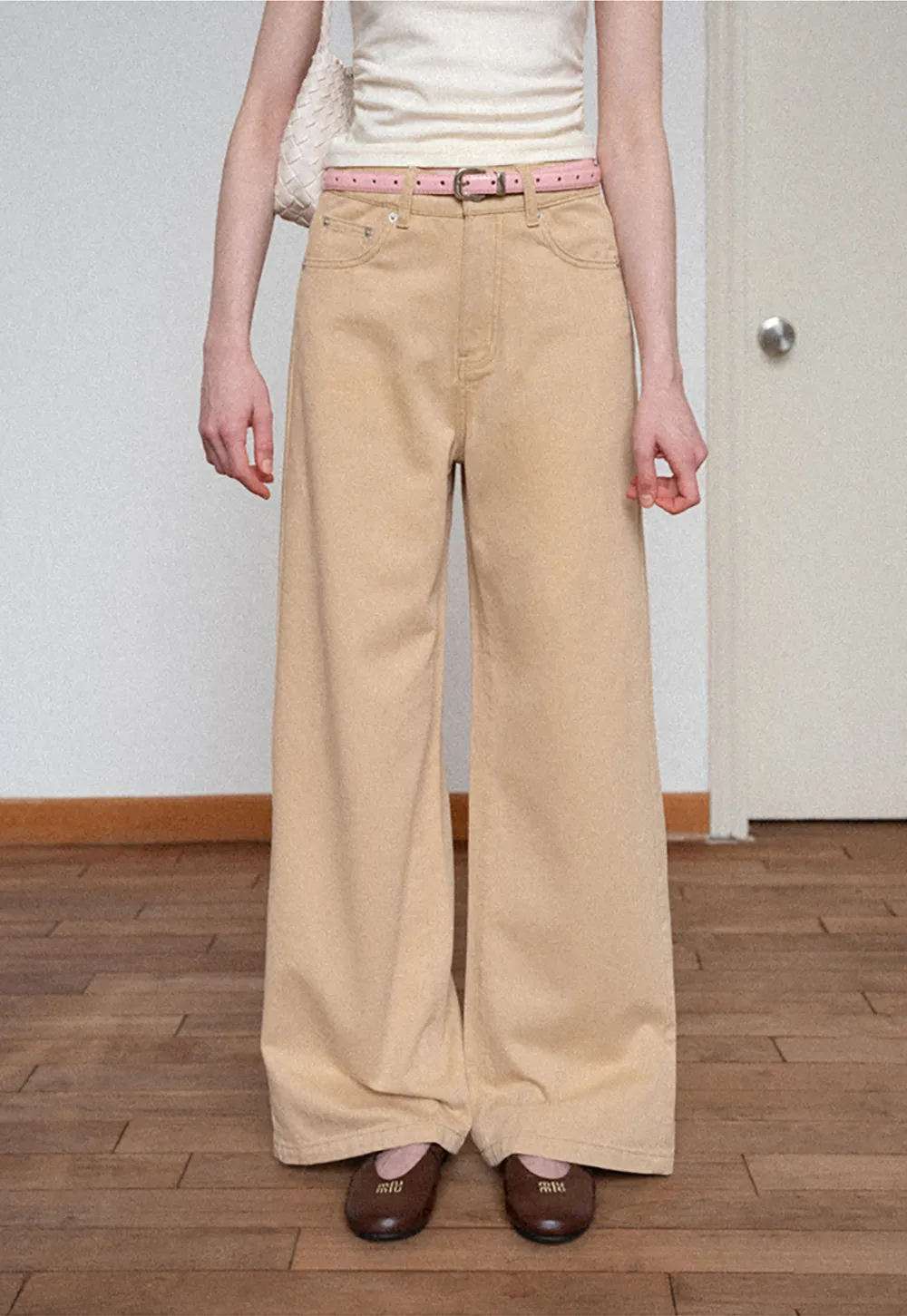 High Waist Wide Leg Straight Fit Casual Pants