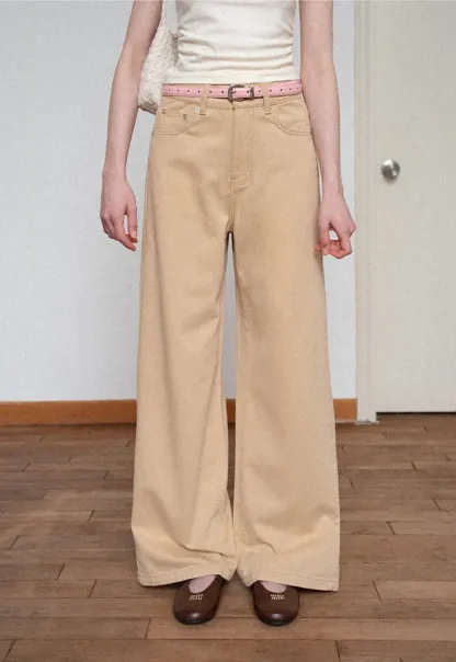 High Waist Wide Leg Straight Fit Casual Pants
