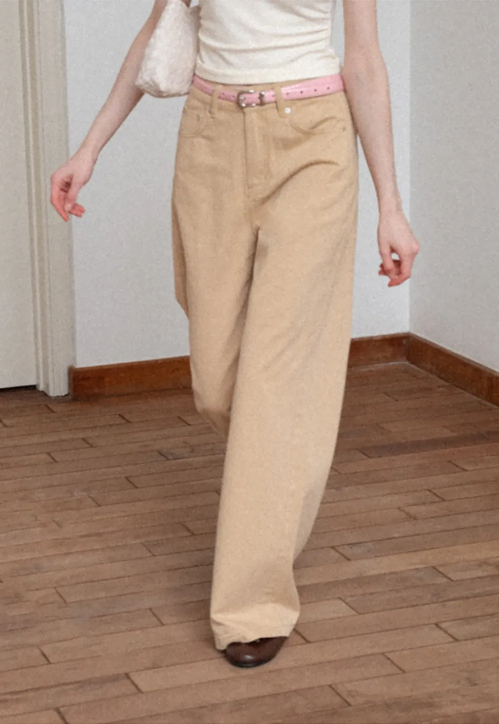 High Waist Wide Leg Straight Fit Casual Pants