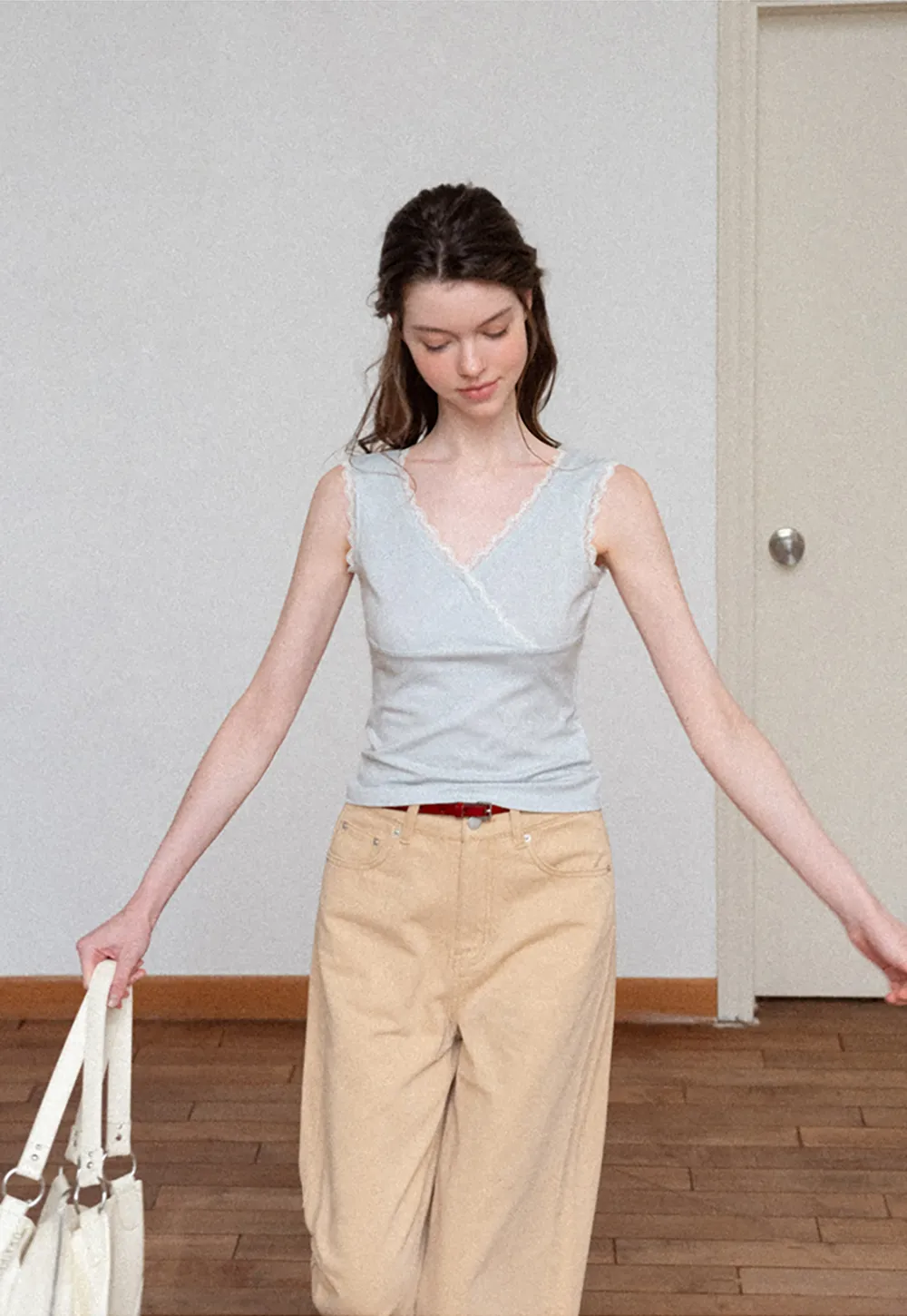 High Waist Wide Leg Straight Fit Casual Pants
