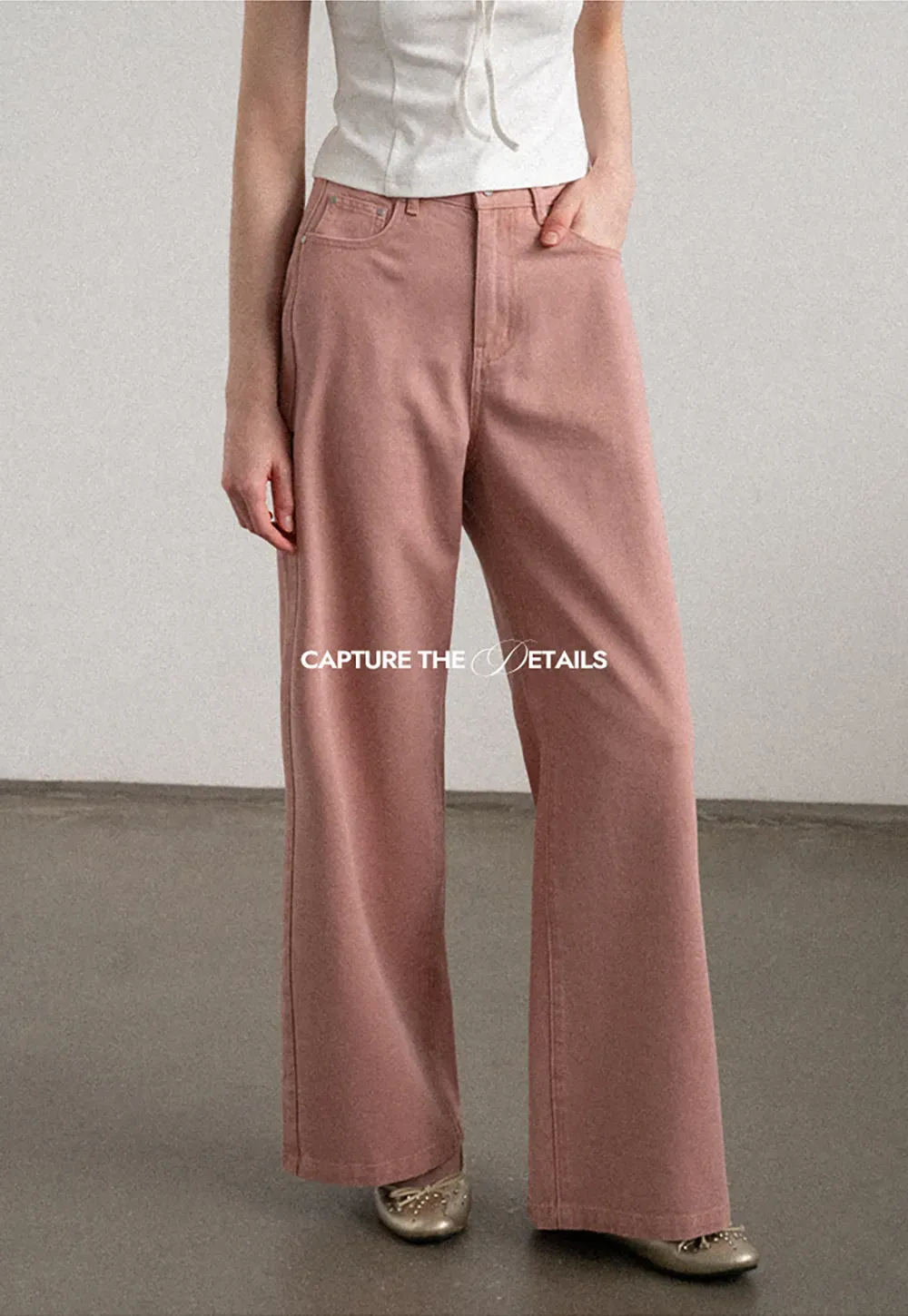 High Waist Wide Leg Straight Fit Casual Pants