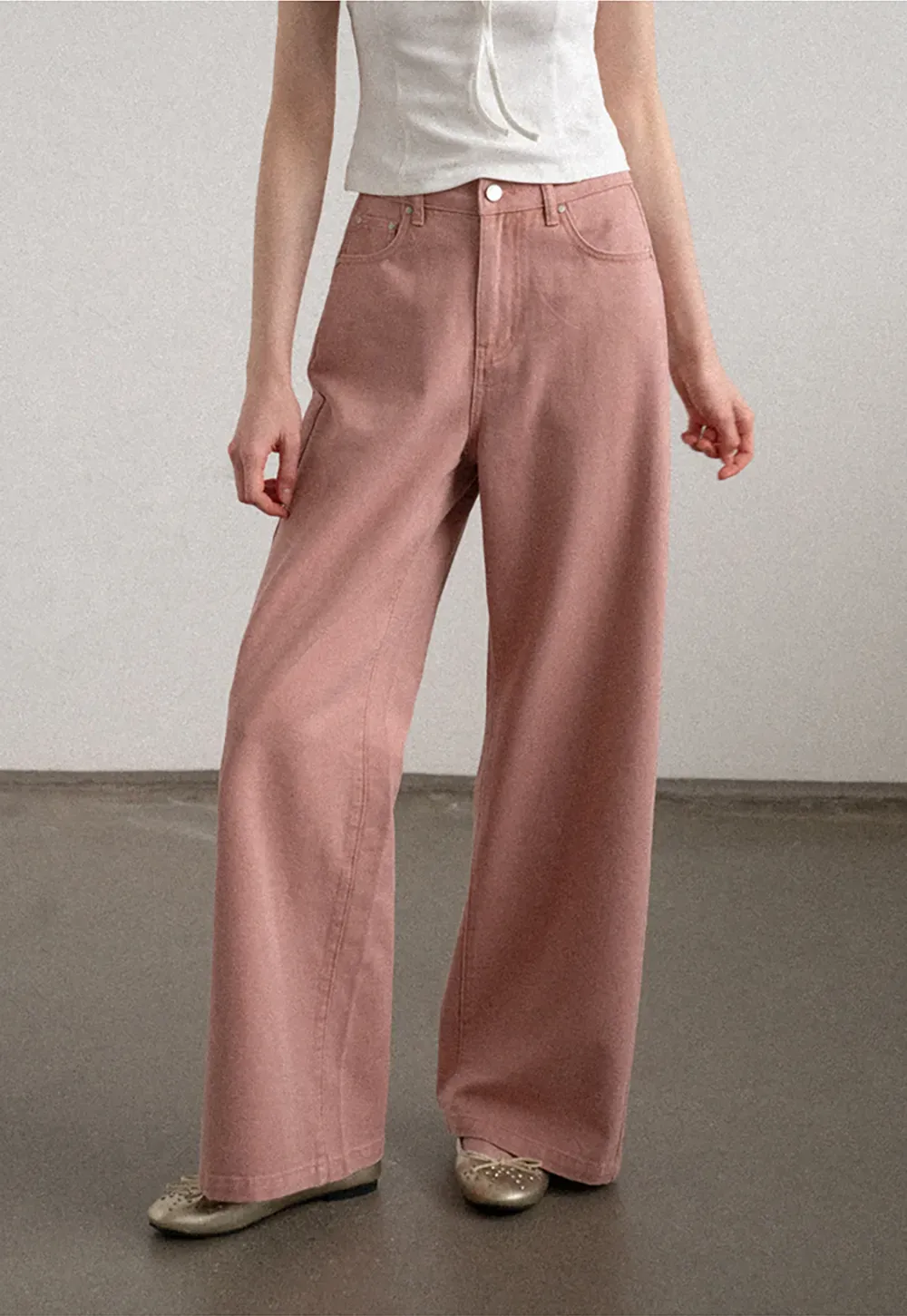 High Waist Wide Leg Straight Fit Casual Pants