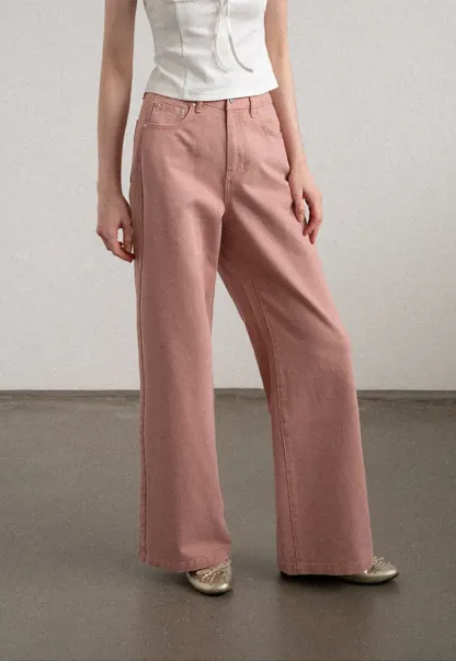 High Waist Wide Leg Straight Fit Casual Pants