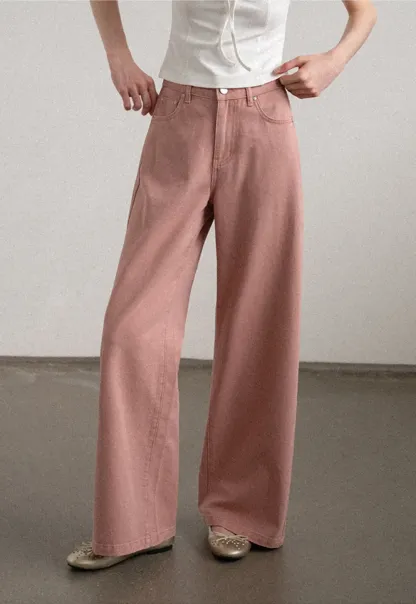 High Waist Wide Leg Straight Fit Casual Pants