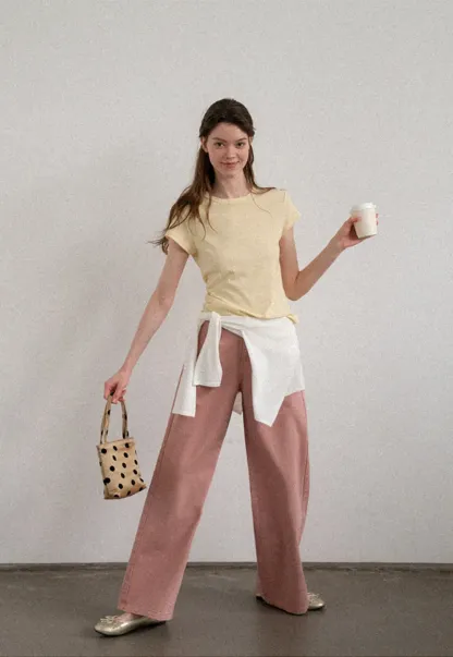 High Waist Wide Leg Straight Fit Casual Pants