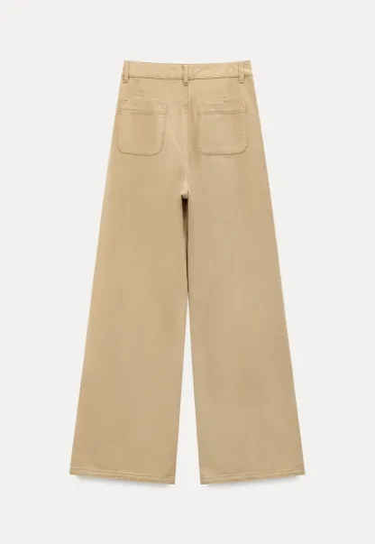 High Waist Wide Leg Straight Fit Casual Pants