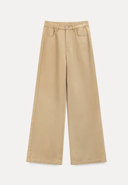 High Waist Wide Leg Straight Fit Casual Pants