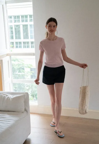 High Waist Pleated Shorts Casual Pants